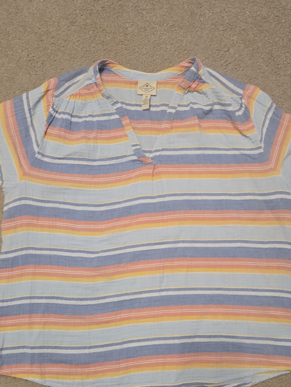 St. John's Bay Pastel Striped V-Neck Short-Sleeve Tunic